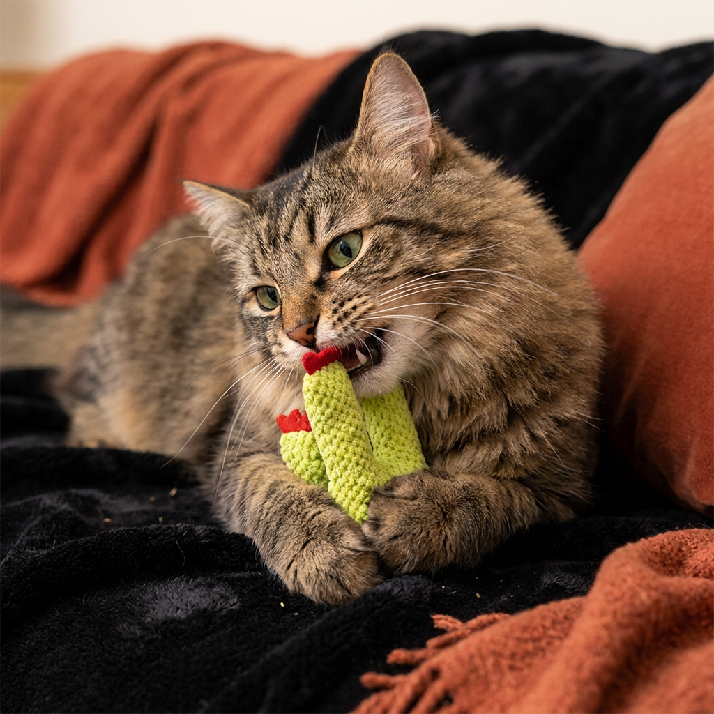 Mit Katzenminze gefülltes Kaktus-Zahnpflegespielzeug für Katzen