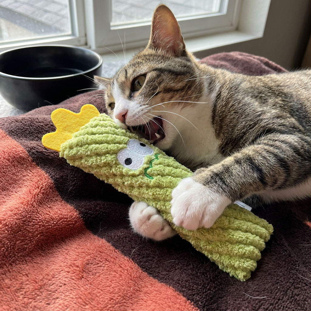 Mit Katzenminze gefülltes Kaktus-Zahnpflegespielzeug für Katzen