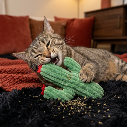 Mit Katzenminze gefülltes Kaktus-Zahnpflegespielzeug für Katzen
