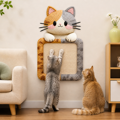 2-in-1 Gewebte selbstklebende Katzen-Kratzmatte & Möbelschutz mit interaktivem Spielzeug