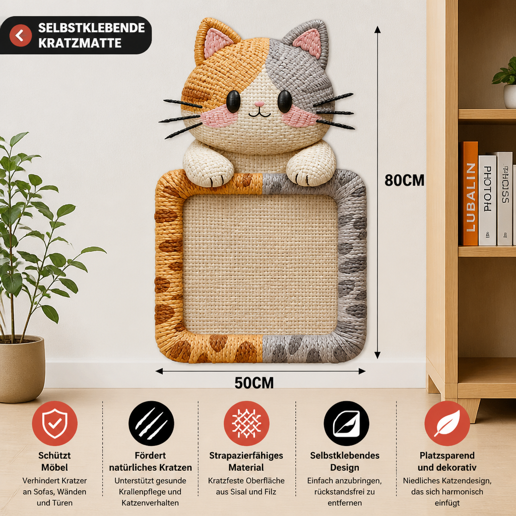 2-in-1 Gewebte selbstklebende Katzen-Kratzmatte & Möbelschutz mit interaktivem Spielzeug