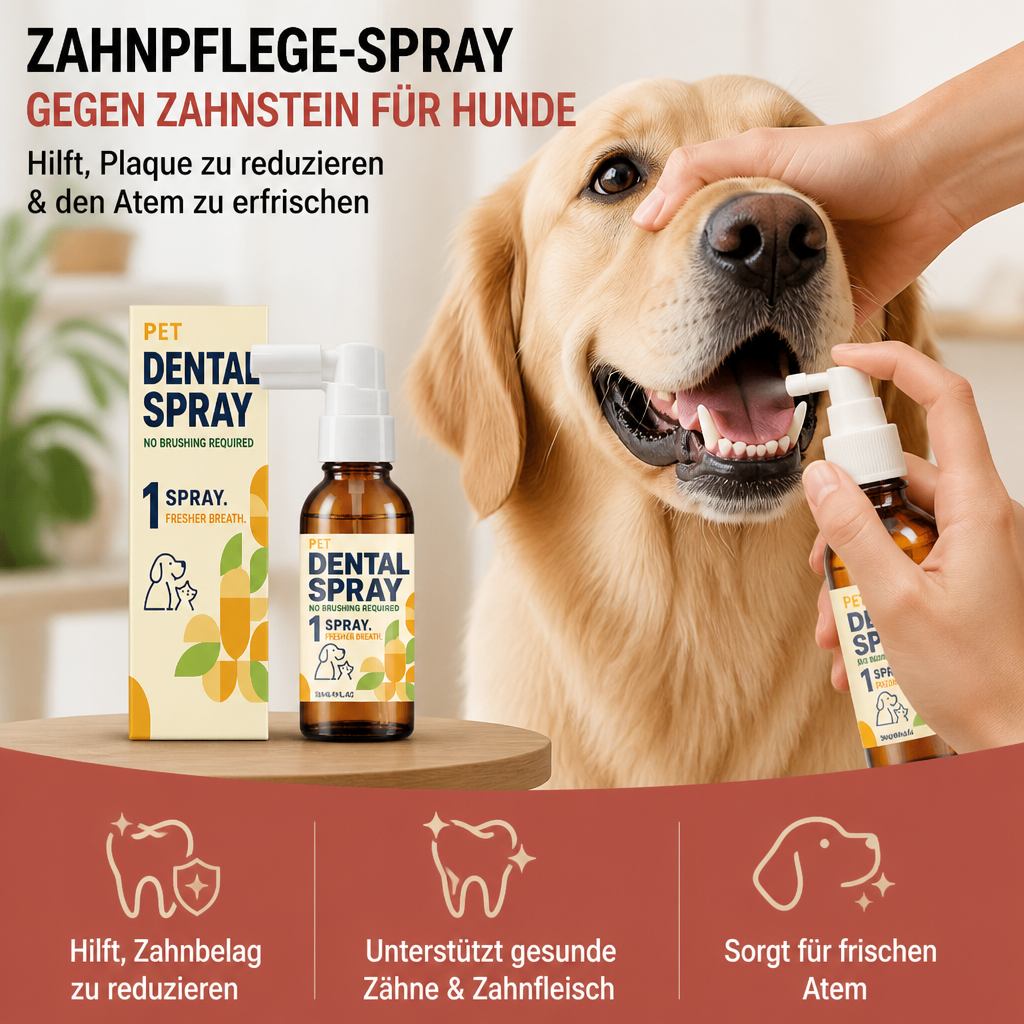 Zahnpflege-Spray gegen Zahnstein für Hunde – Hilft, Plaque zu reduzieren & den Atem zu erfrischen