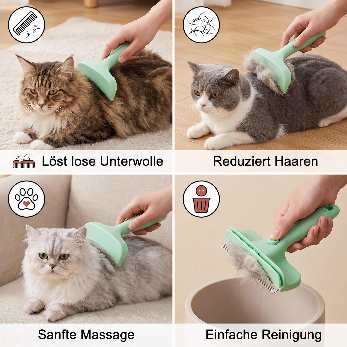 Unterwollrechen für Katzen – Extra breites Fellpflegewerkzeug für lose Haare & langes Fell