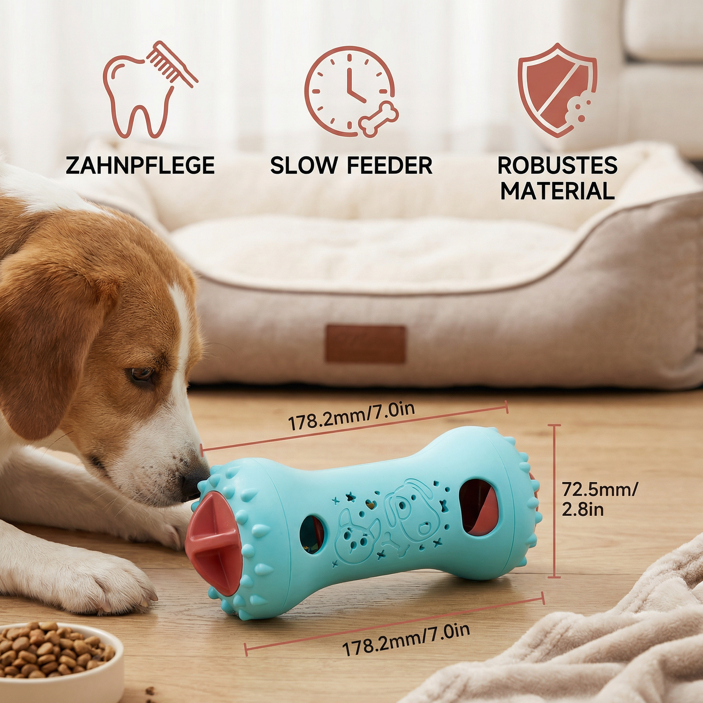 3-in-1 Hundespielzeug – Slow Feeder, Snackspender & Zahnpflege