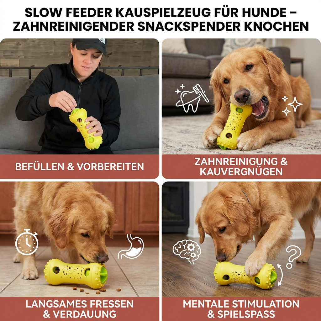 3-in-1 Hundespielzeug – Slow Feeder, Snackspender & Zahnpflege