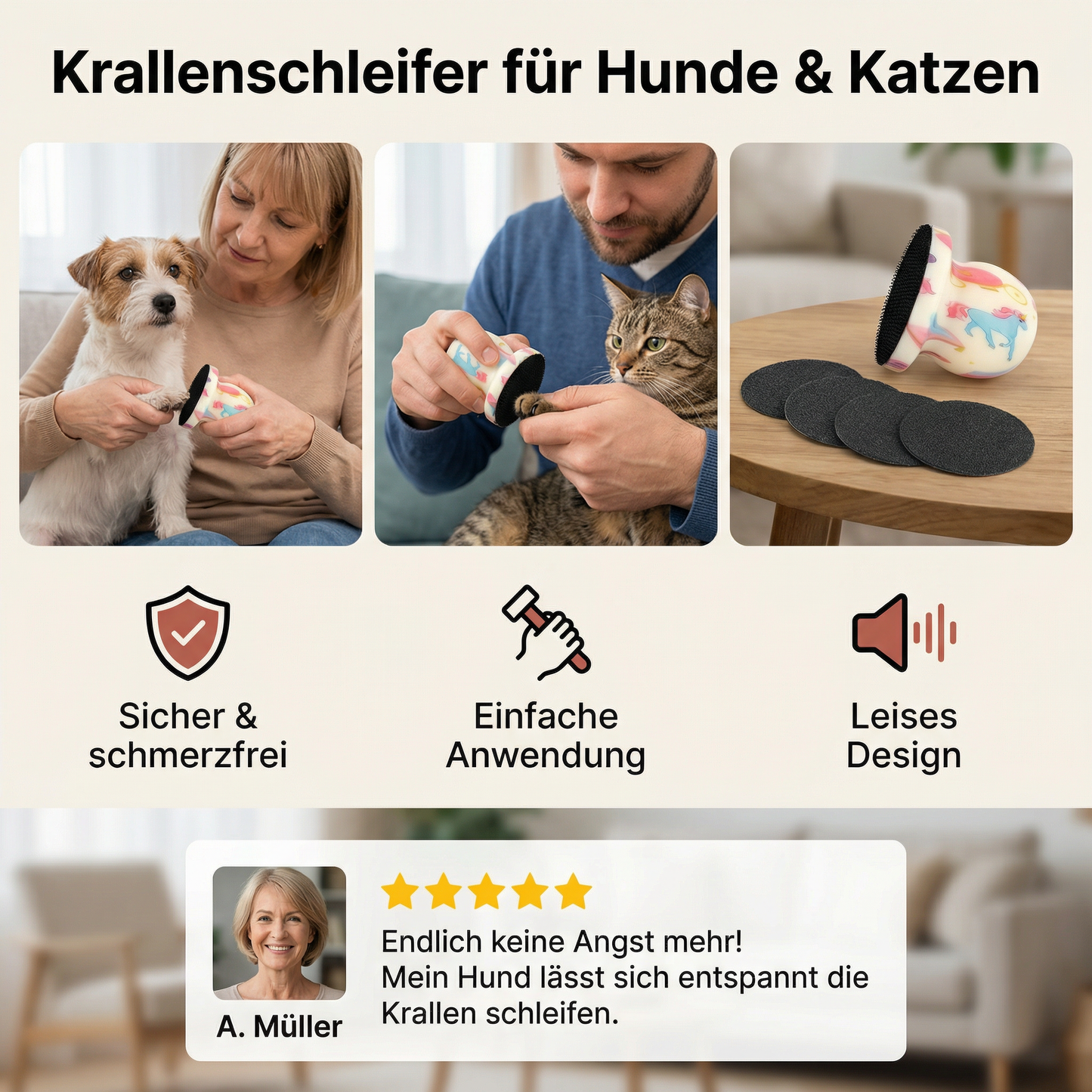 Krallenschleifer für Hunde & Katzen – Sicherer & einfacher Nageltrimmer