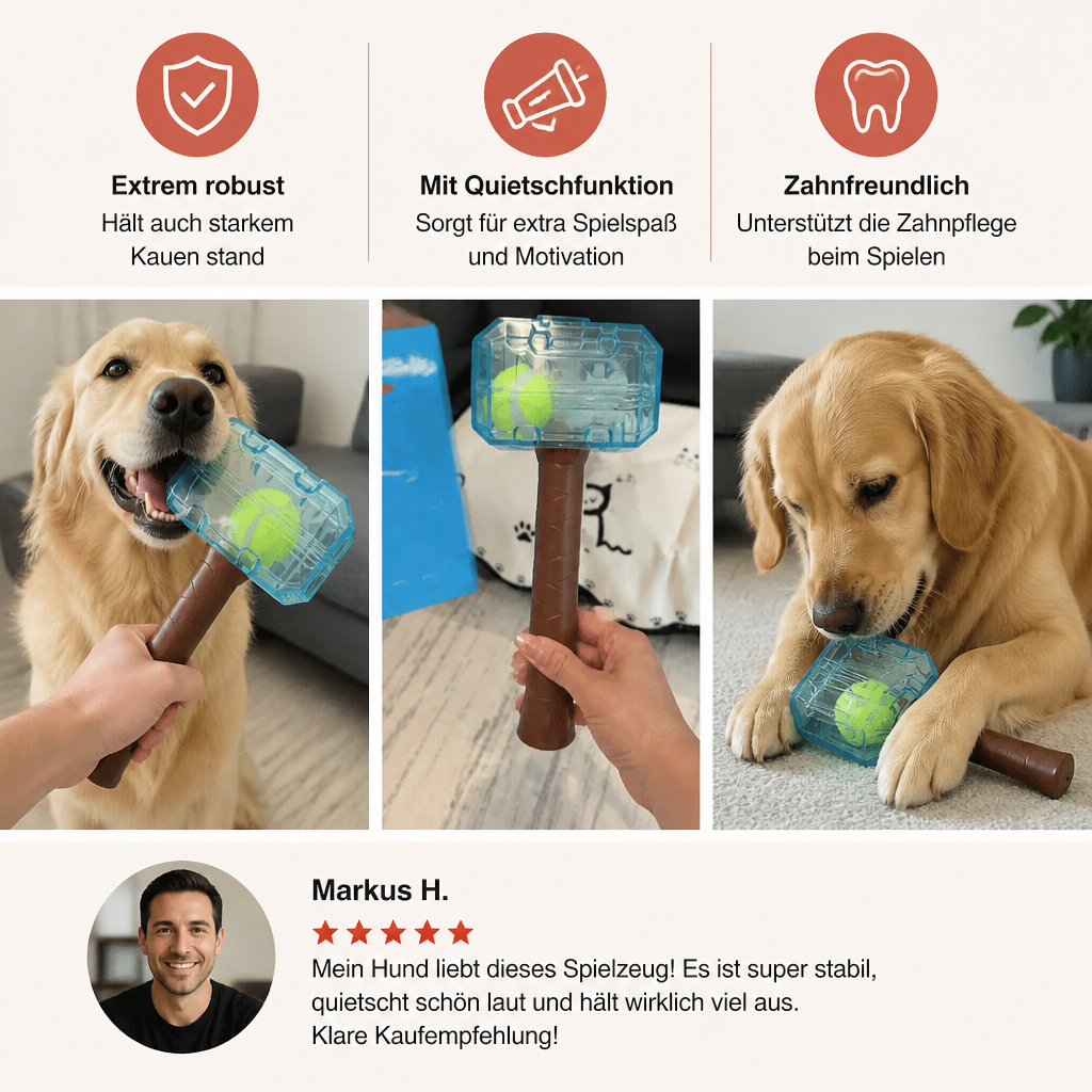 Robustes Quietsch-Hammer-Kauspielzeug für Hunde