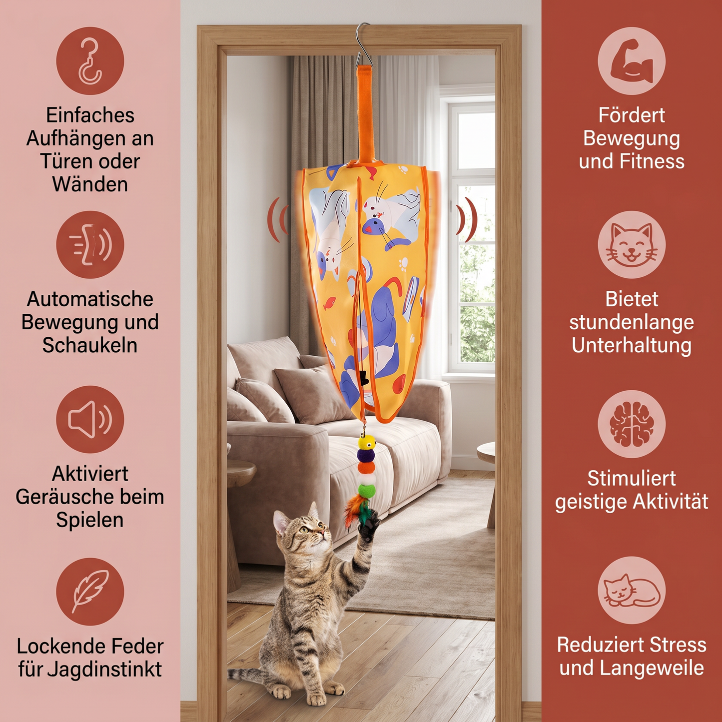 Automatisches hängendes Katzenspielzeug mit Federlockern und Geräuschen