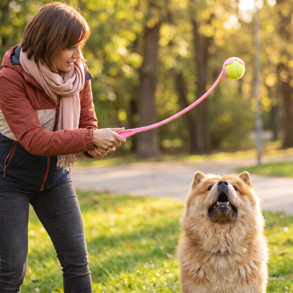 Interaktiver Tennisball-Werfer für Hunde – Apportierwerfer mit langem Griff
