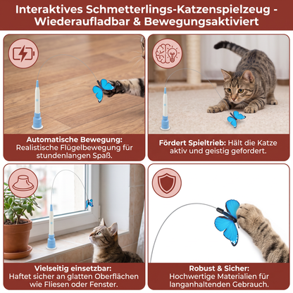Interaktives, sich drehendes Schmetterlings-Katzenspielzeug – Wiederaufladbarer Bewegungs-Reizstab
