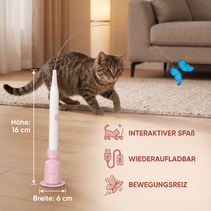 Interaktives, sich drehendes Schmetterlings-Katzenspielzeug – Wiederaufladbarer Bewegungs-Reizstab