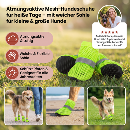 Atmungsaktive Mesh-Hundeschuhe für heiße Tage – mit weicher Sohle für kleine & große Hunde