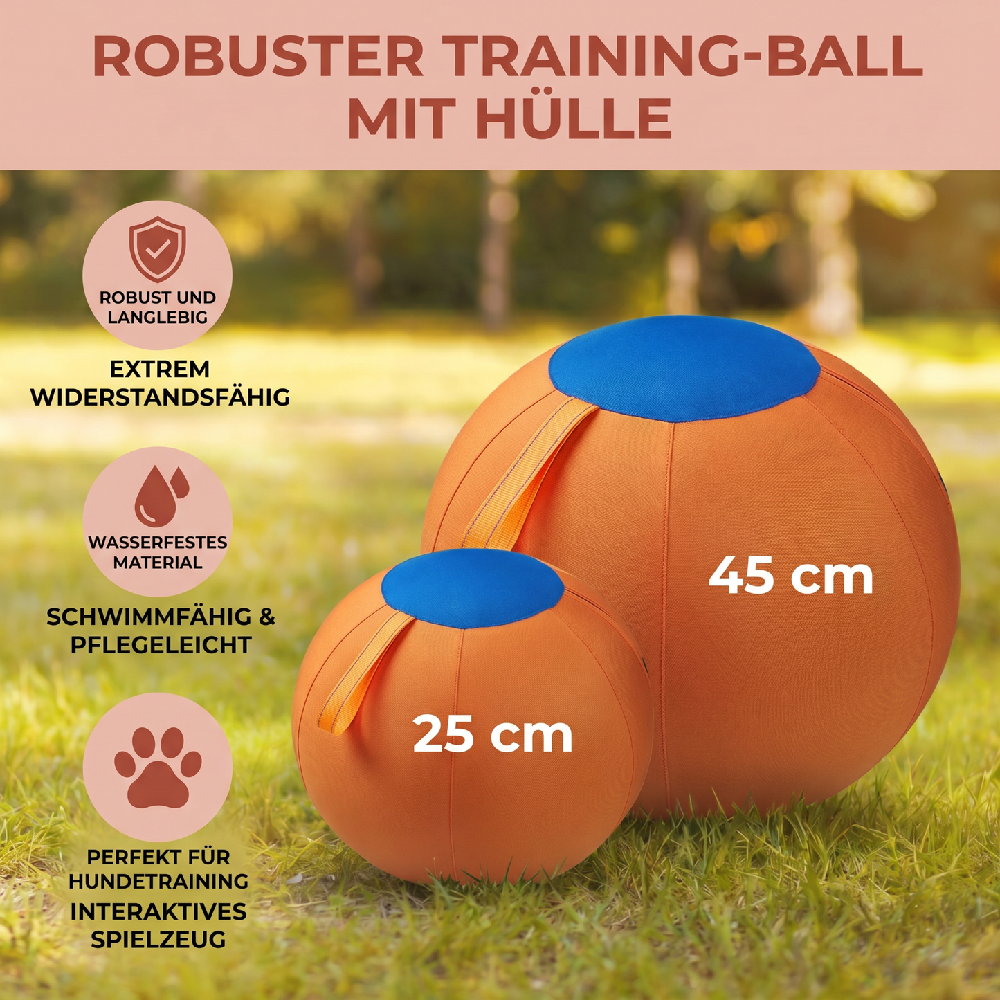 Robuster Trainingsball mit Hülle für Hunde