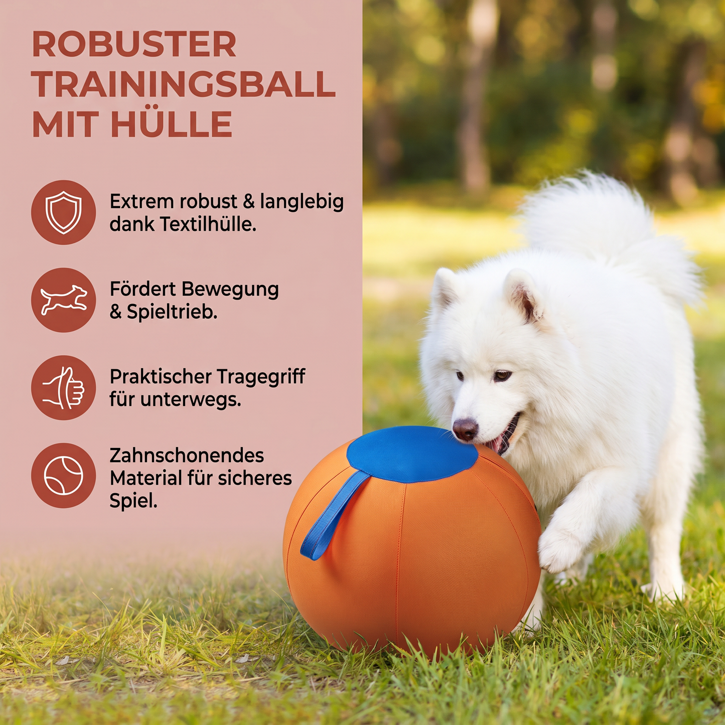 Robuster Trainingsball mit Hülle für Hunde