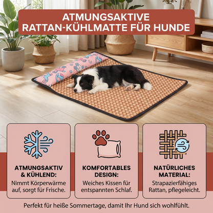 Atmungsaktive Kühlmatte aus Rattan für Hunde