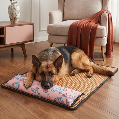Atmungsaktive Kühlmatte aus Rattan für Hunde