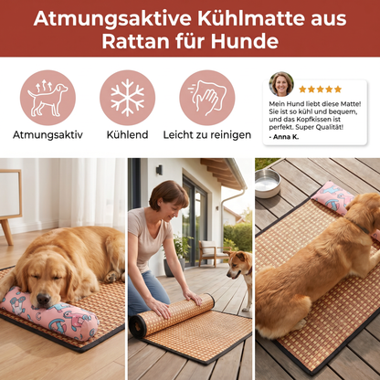 Atmungsaktive Kühlmatte aus Rattan für Hunde