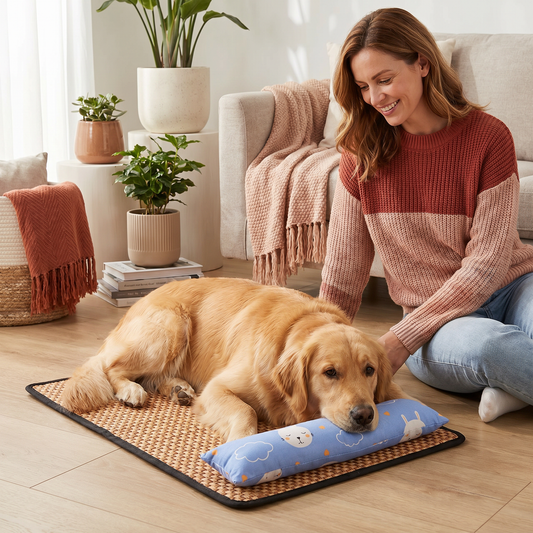 Atmungsaktive Kühlmatte aus Rattan für Hunde
