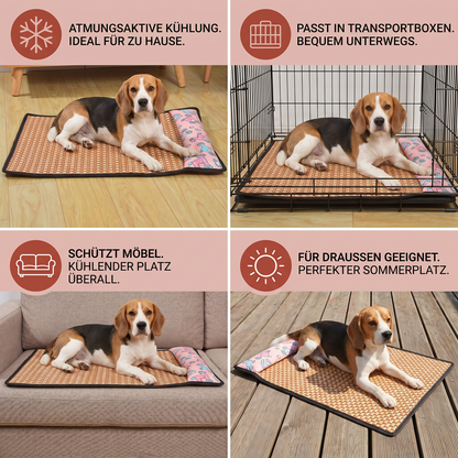 Atmungsaktive Kühlmatte aus Rattan für Hunde