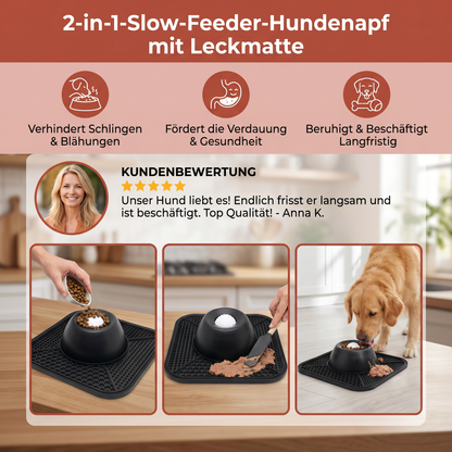 2-in-1-Slow-Feeder-Hundenapf mit Leckmatte