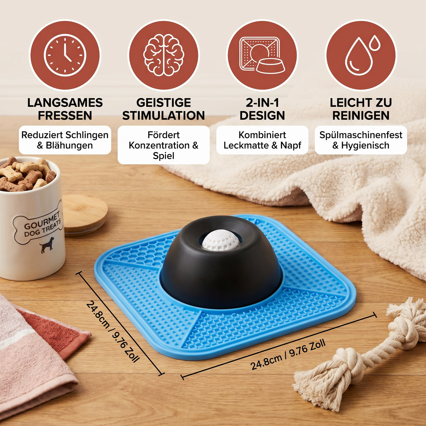 2-in-1-Slow-Feeder-Hundenapf mit Leckmatte