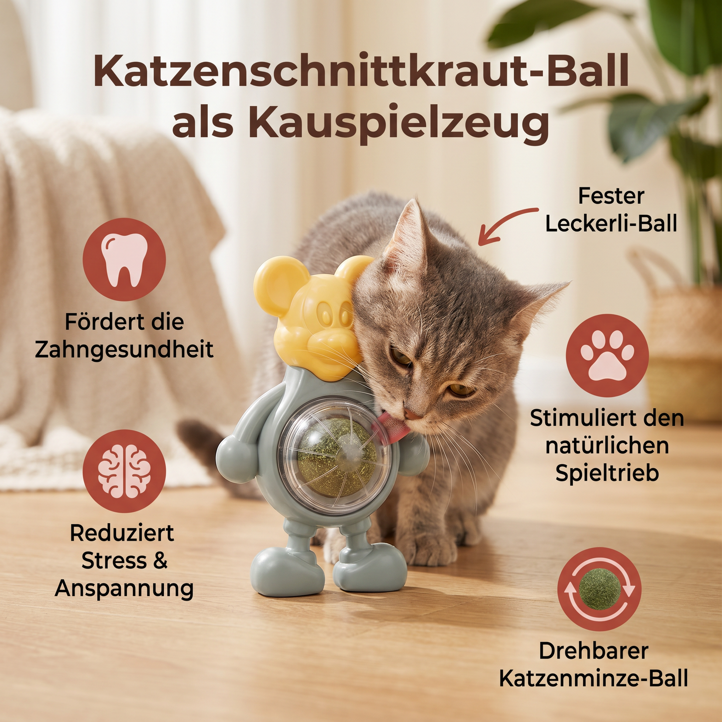 Katzenschnittkraut-Ball als Kauspielzeug