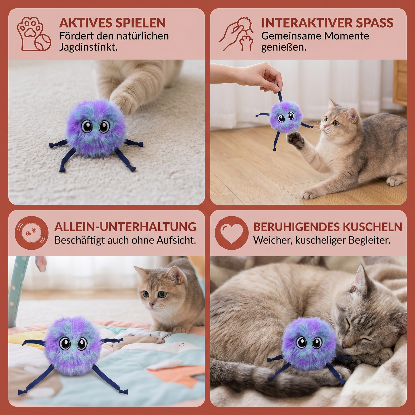 Niedliches interaktives Plüsch-Rollspielzeug für Katzen
