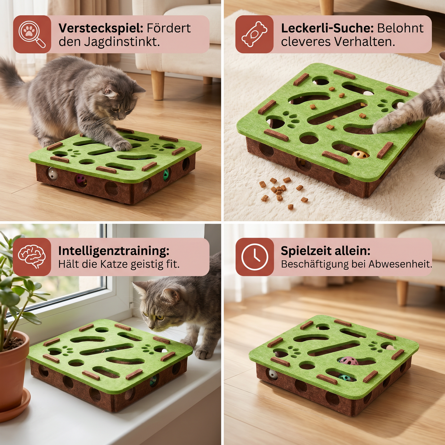 Interaktives Puzzle-Spielzeug aus Filz für Katzen