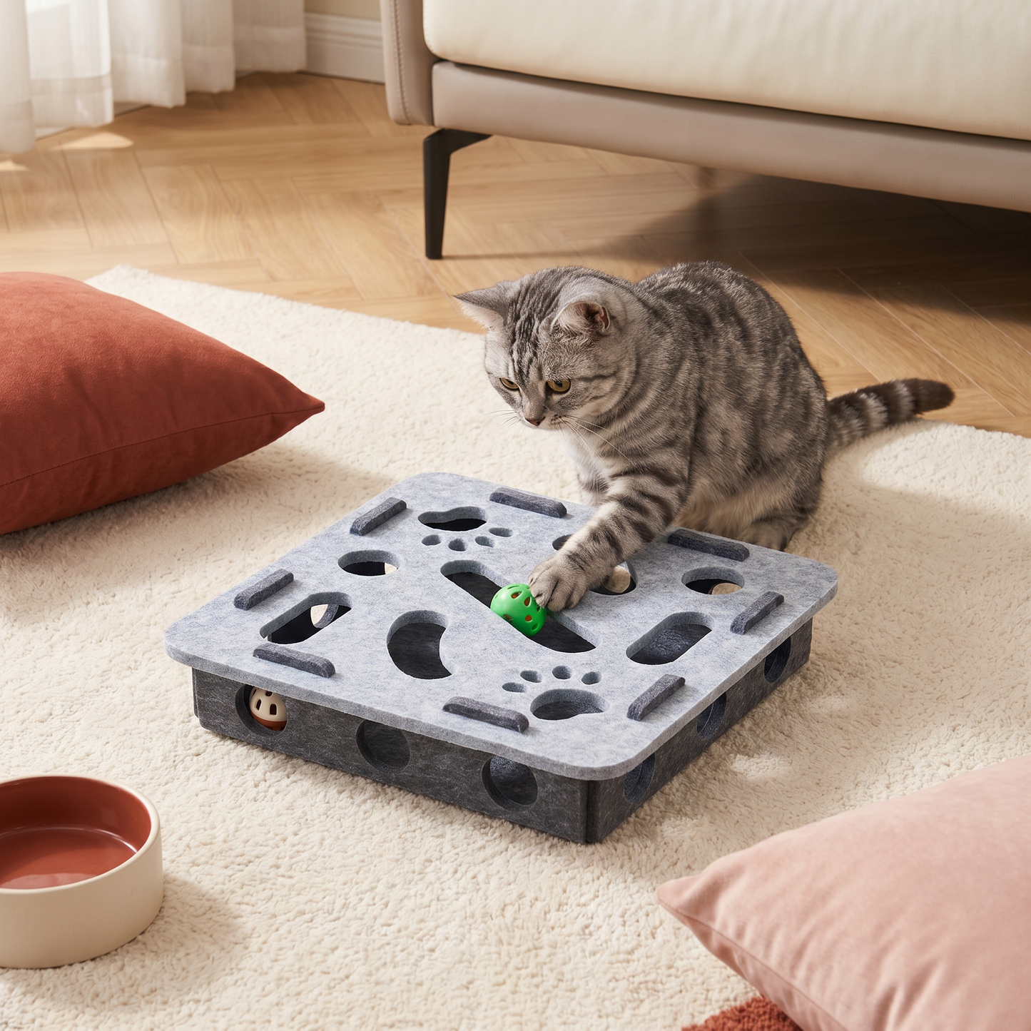 Interaktives Puzzle-Spielzeug aus Filz für Katzen