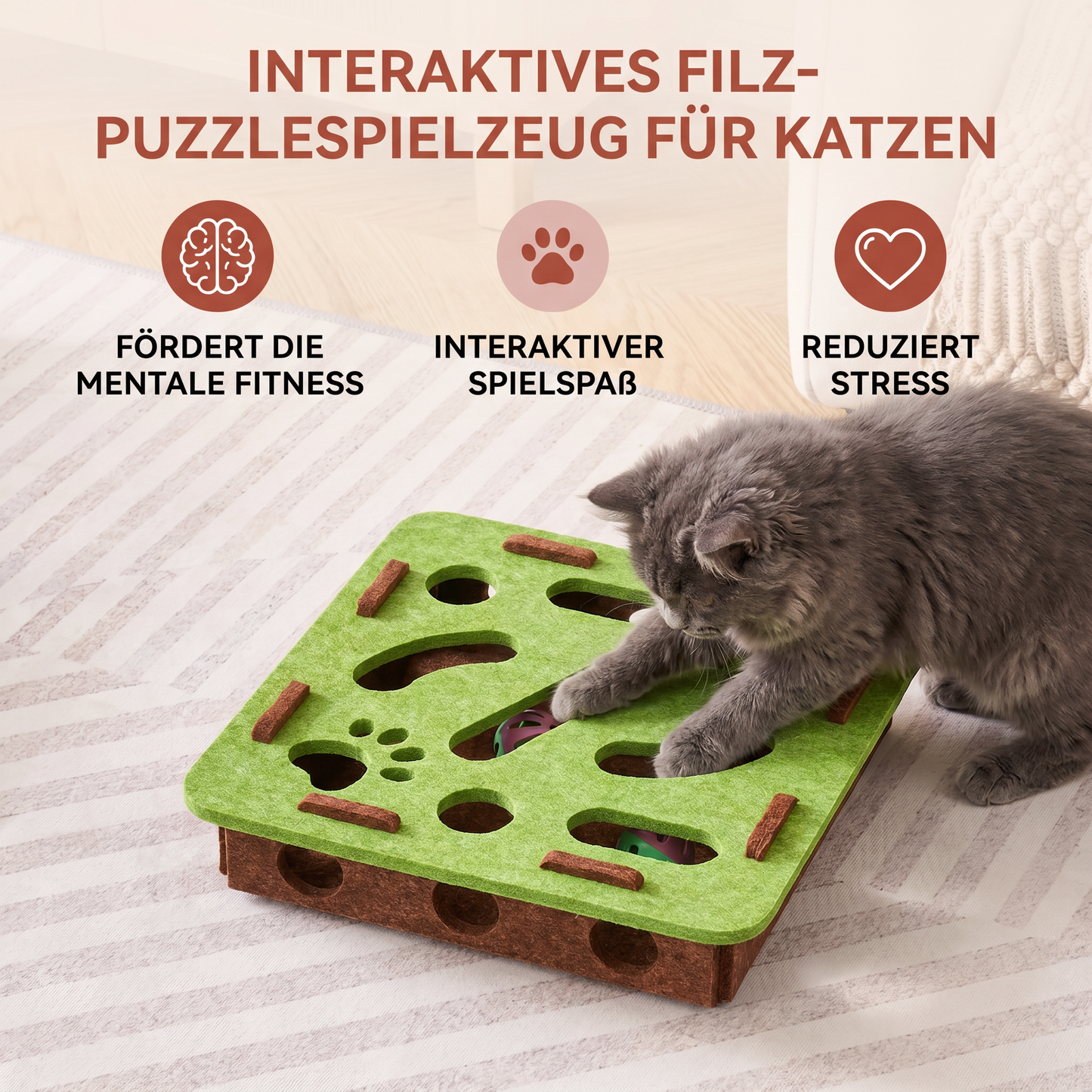 Interaktives Puzzle-Spielzeug aus Filz für Katzen