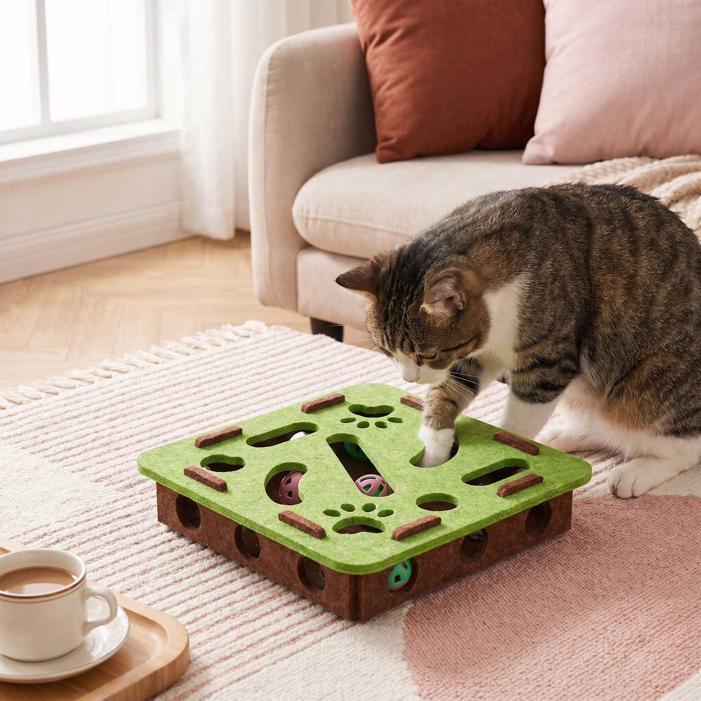 Interaktives Puzzle-Spielzeug aus Filz für Katzen