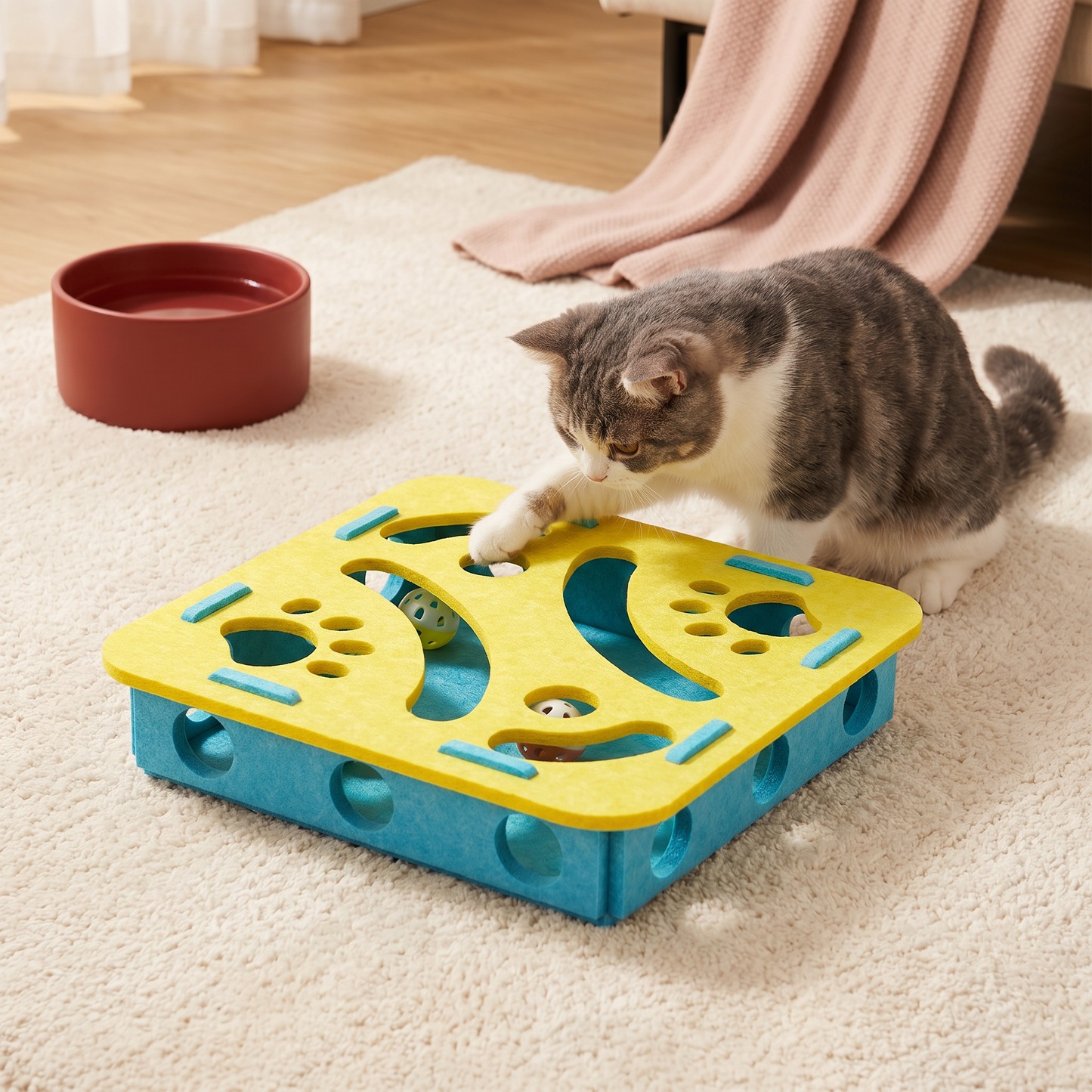 Interaktives Puzzle-Spielzeug aus Filz für Katzen