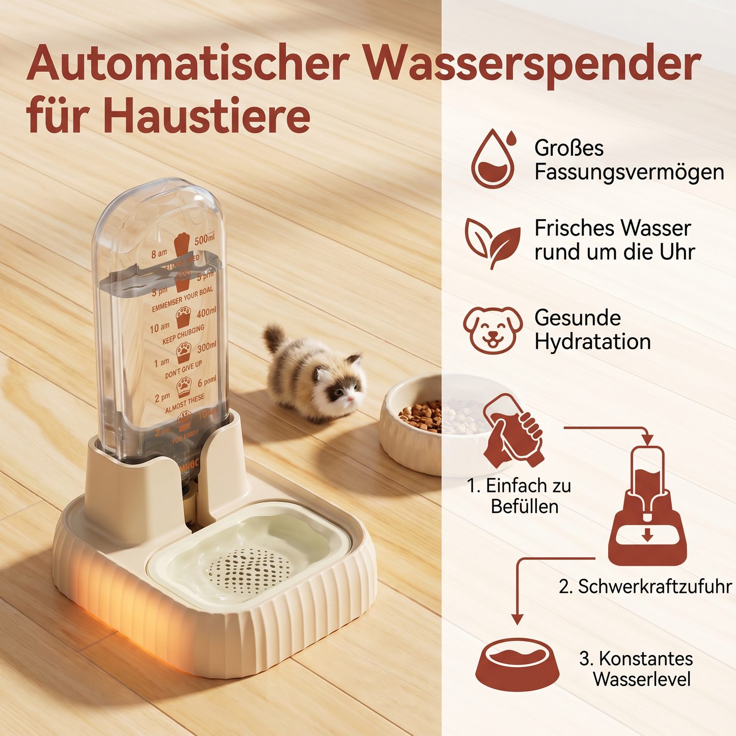 Automatischer Wasserspender für Haustiere mit großem Fassungsvermögen