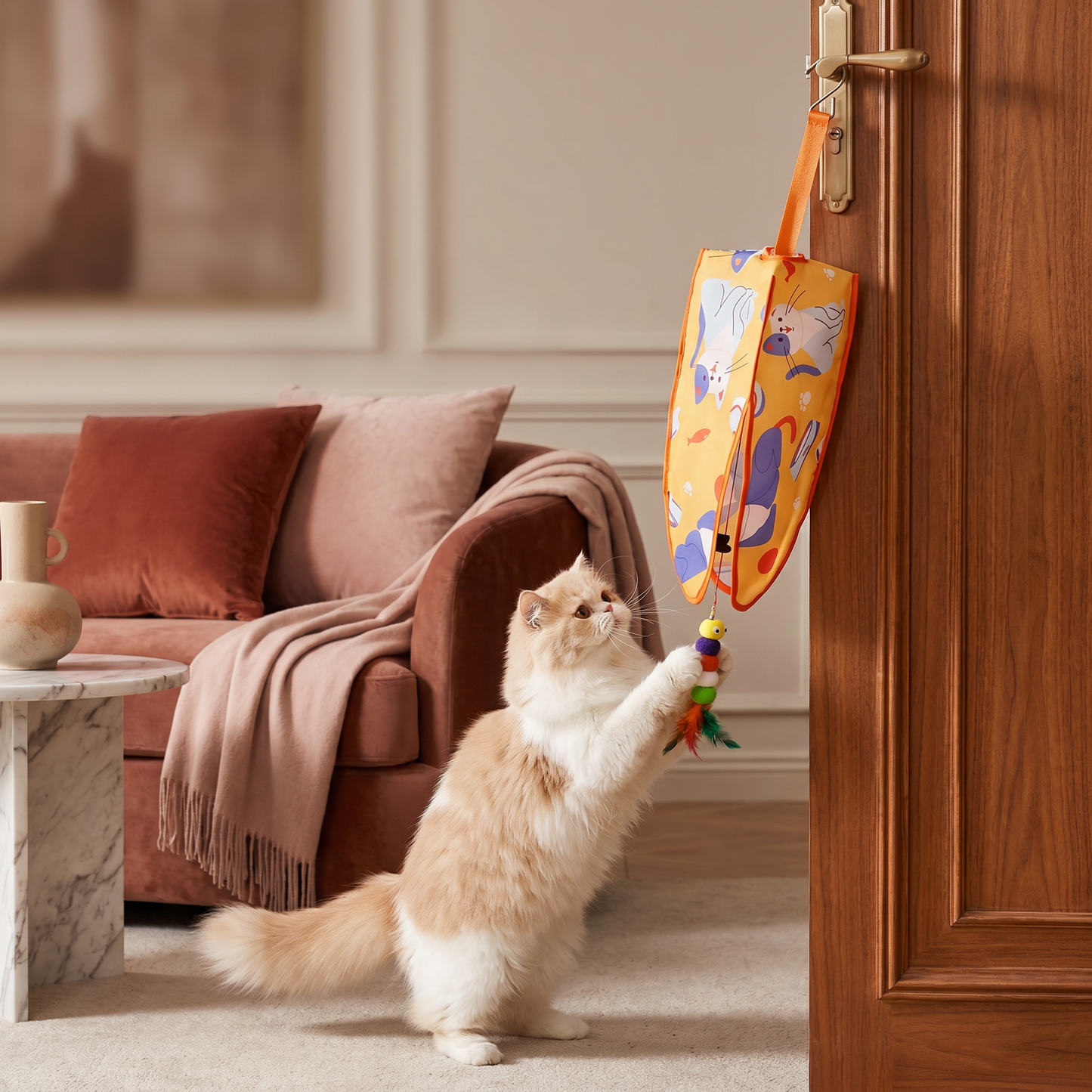 Automatisches hängendes Katzenspielzeug mit Federlockern und Geräuschen