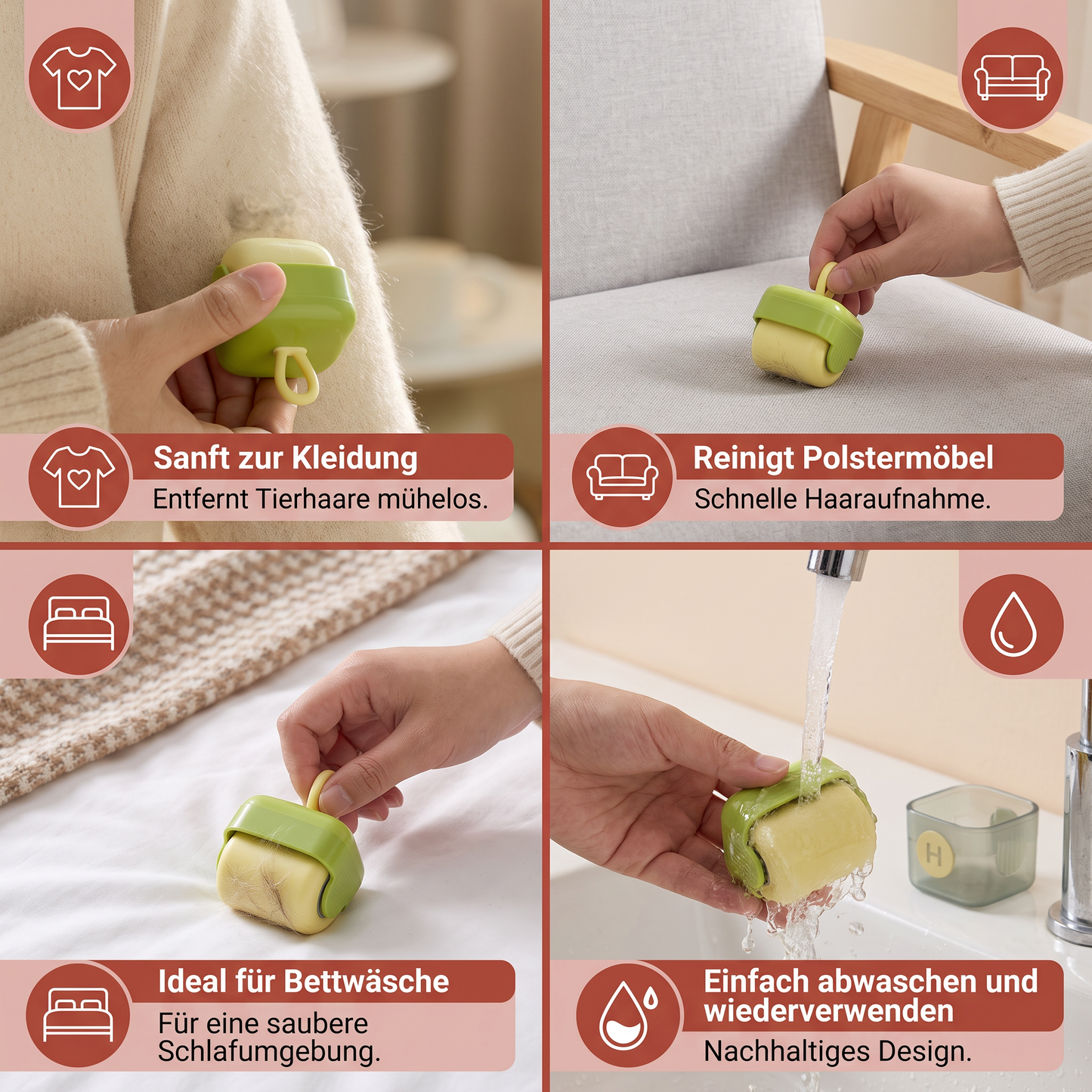 Tierhaarentferner Rolle mit Wiederverwendbarem Design für Einfache Stoffreinigung