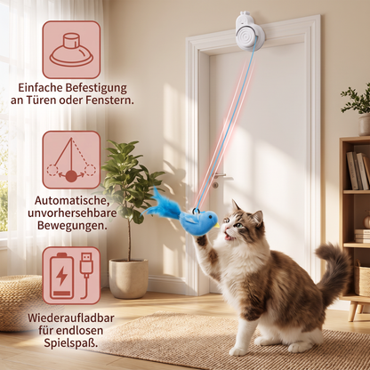 Automatisches fliegendes Vogelspielzeug für Katzen – wiederaufladbares, interaktives Hängespielzeug