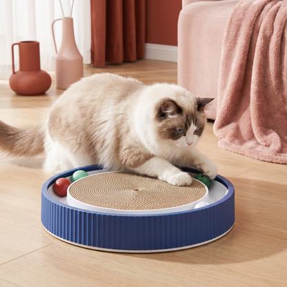 Interaktives Kratzbrett für Katzen mit Rollenden Bällen und Entspannungsbereich