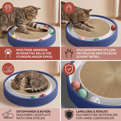 Interaktives Kratzbrett für Katzen mit Rollenden Bällen und Entspannungsbereich