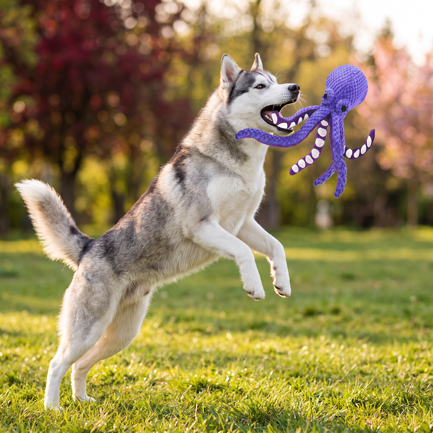 Großes Oktopus-Plüschspielzeug mit Quietscher für Hunde