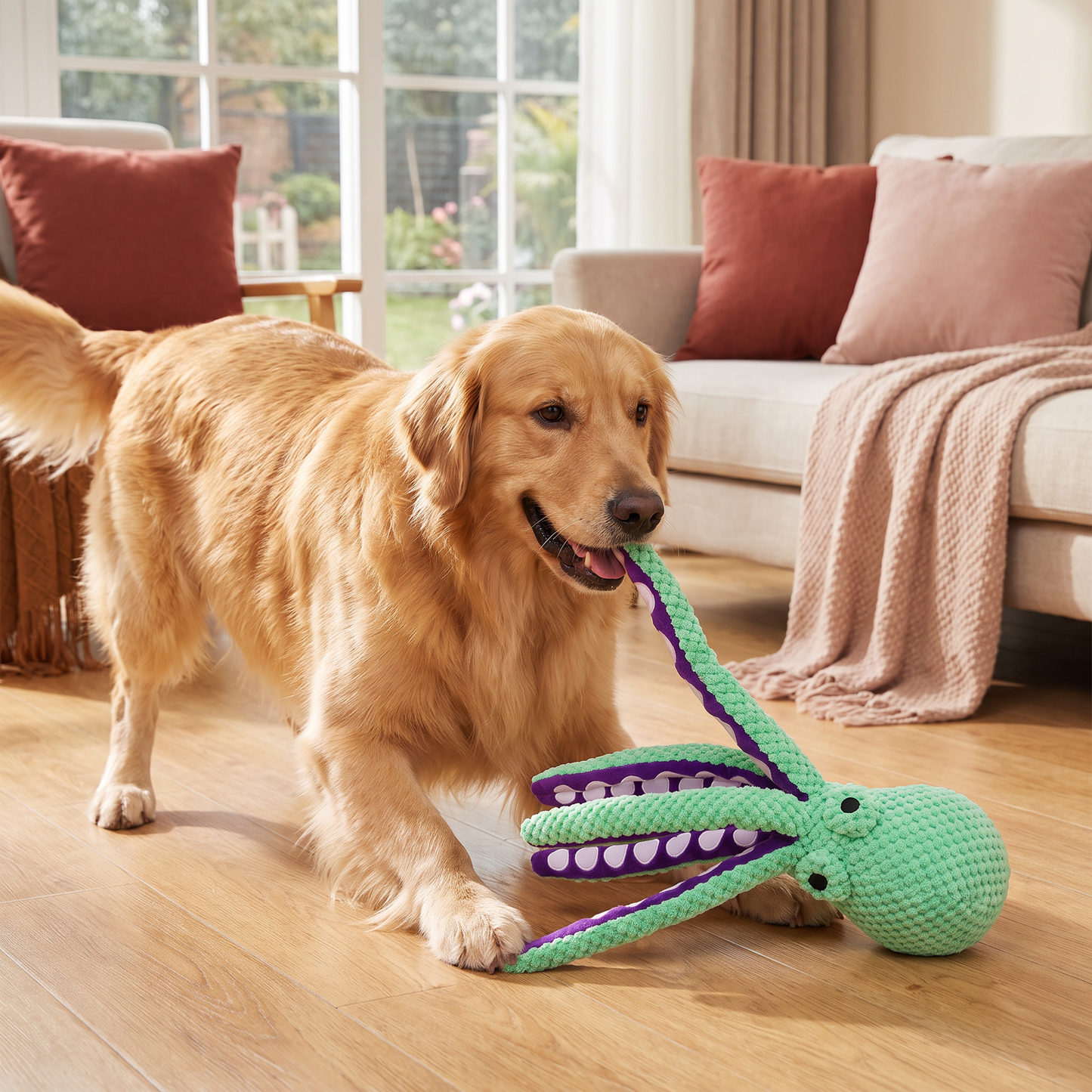 Großes Oktopus-Plüschspielzeug mit Quietscher für Hunde