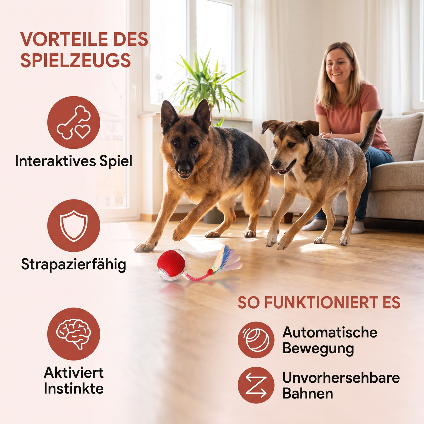 Verbesserter „Smart Rolling Dog Ball“ – strapazierfähiges interaktives Spielzeug mit Netzschwanz