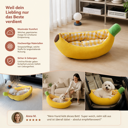 Bananenförmiges gemütliches Haustierbett für Hunde