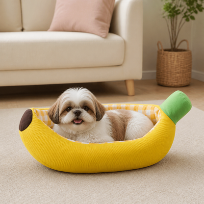 Bananenförmiges gemütliches Haustierbett für Hunde