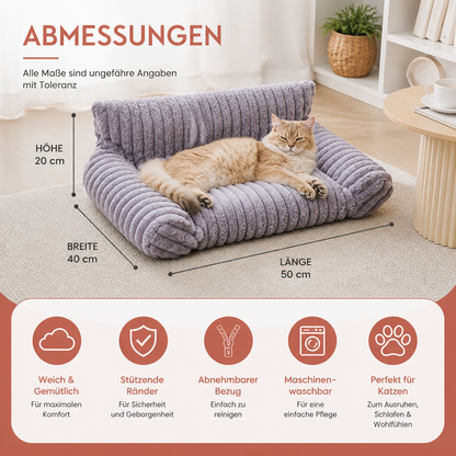 Flauschiges Wolken-Katzensofa mit weichen Seitenpolstern & Waschbarem Bezug