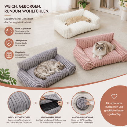Flauschiges Wolken-Katzensofa mit weichen Seitenpolstern & Waschbarem Bezug