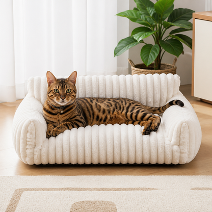 Flauschiges Wolken-Katzensofa mit weichen Seitenpolstern & Waschbarem Bezug