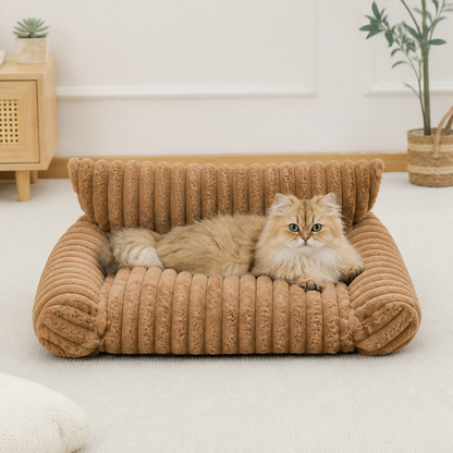 Flauschiges Wolken-Katzensofa mit weichen Seitenpolstern & Waschbarem Bezug