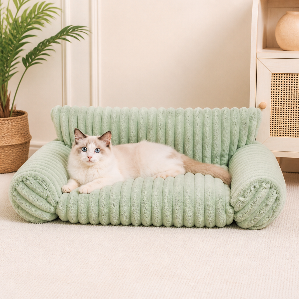 Flauschiges Wolken-Katzensofa mit weichen Seitenpolstern & Waschbarem Bezug