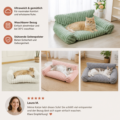 Flauschiges Wolken-Katzensofa mit weichen Seitenpolstern & Waschbarem Bezug