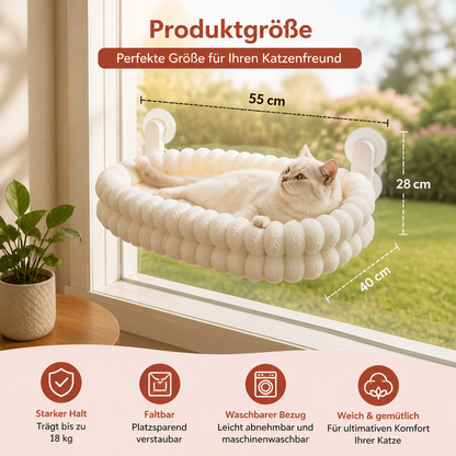 Flauschige kabellose faltbare Katzen-Fensterhängematte mit starken Saugnäpfen & waschbarem Bezug